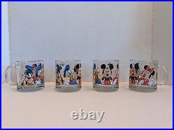 Set of 4 Vintage Disney Mugs MINT! Goofy Donald Duck Mickey Mouse Minnie U. S. A