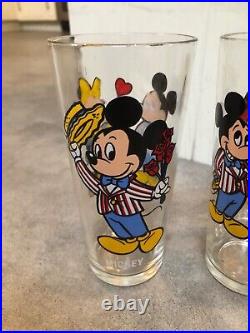 Three Walt Disney Mickey Mouse Pepsi Glasses 1978 collectable