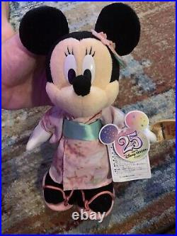 Tokyo Disney Resort 25th Anniversary Mickey Mouse and Minnie Mouse Kimono Plush