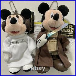 Tokyo Disneyland Star Wars Mickey Minnie Mouse 5.9 Plush badge Jedi Leia Disney