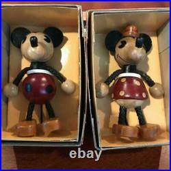 USED Retro Young Epoch Disney Mickey Mouse & Minnie Mouse Wooden Figure Set