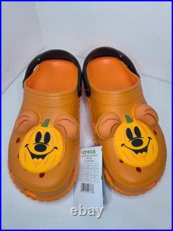 Unisex 9 Disney Mickey Mouse Halloween Crocs Clogs Pumpkin Orange Jack-o-Lantern