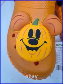 Unisex 9 Disney Mickey Mouse Halloween Crocs Clogs Pumpkin Orange Jack-o-Lantern