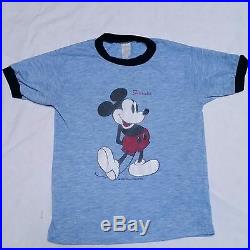 VTG 80's Mickey Mouse T Shirt Ringer Florida Polyester Acrylic Walt Disney Small