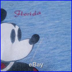 VTG 80's Mickey Mouse T Shirt Ringer Florida Polyester Acrylic Walt Disney Small