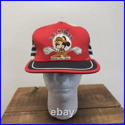 VTG 80s Disney Mickey Mouse 3 Stripe Trucker Mesh Foam Hat Promo Golf RARE! OSFA