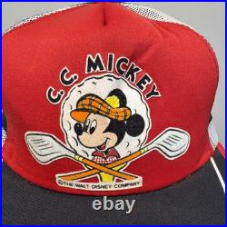 VTG 80s Disney Mickey Mouse 3 Stripe Trucker Mesh Foam Hat Promo Golf RARE! OSFA