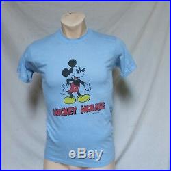 VTG 80s Mickey Mouse T Shirt Tee Double Sided Walt Disney Productions Thin Large