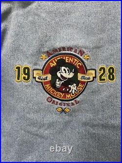 VTG Disney Mickey Mouse 1928 Letterman Denim Varsity Jacket 90's Size YOUTH LRG