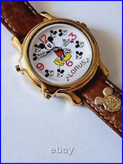 VTG Lorus Disney Gold Tone Mickey Mouse March Music Watch Small World VIDEO