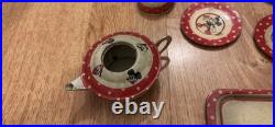 Very Old Vintage Tin Mickey Mouse Tea Set Disney Toy with Tray Cups