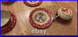 Very Old Vintage Tin Mickey Mouse Tea Set Disney Toy with Tray Cups