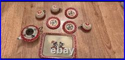 Very Old Vintage Tin Mickey Mouse Tea Set Disney Toy with Tray Cups