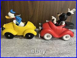 Very Rare Disney Mickey Mouse/Donald Duck in Cars Vintage 2000 Resin Figure