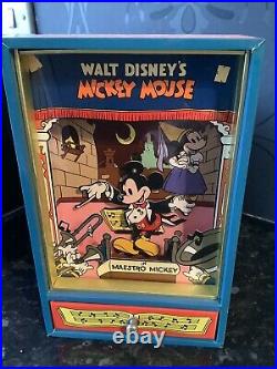 Very Rare Walt Disney's Mickey Mouse In Maestro Mickey Music Box 1980's