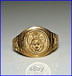 Vintage 10k Yellow Gold Mickey Mouse Ring, Size 8 Walt Disney