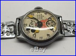Vintage 1930s Ingersoll Mickey Mouse Wrist Watch Wind Up Mechanical Disney