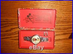 Vintage 1933 Mickey Mouse Wrist Watch With Box Ingersoll Disney