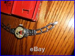 Vintage 1933 Mickey Mouse Wrist Watch With Box Ingersoll Disney