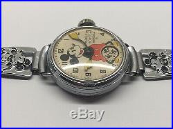 Vintage 1933 Sears Wire Lug Mickey Mouse Wrist Watch Ingersoll 30s Disney Works