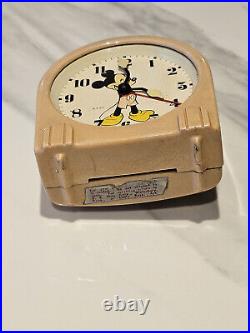 Vintage 1949 MICKEY MOUSE Walt Disney Ingersoll US Time Corp Alarm Clock Working