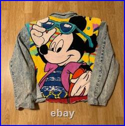 Vintage 1990 Too Cute Disney Mickey Mouse Towel Denim Jean Jacket One Size