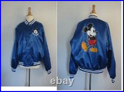 Vintage 80-90s Chalk Line Mickey Mouse Disney Satin Varsity jacket XL rare