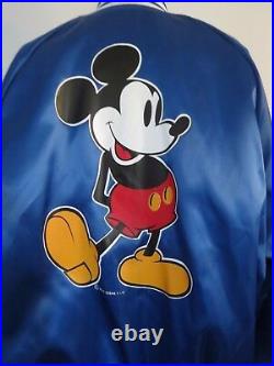 Vintage 80-90s Chalk Line Mickey Mouse Disney Satin Varsity jacket XL rare