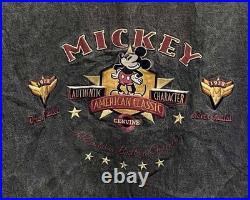 Vintage 90's Disney Mickey Mouse 1928 Varsity Bomber Jacket Denim L-XL