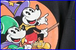 Vintage 90s Disney Womens XL Mickey Minnie Mouse Halloween Sweatshirt Black USA