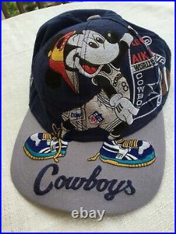 Vintage Big Logo Mickey Mouse cowboys Snapback Hat Cap NFL Disney