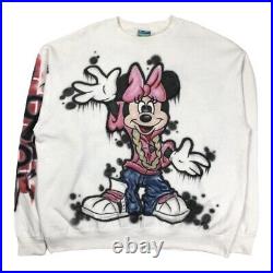 Vintage Champion Disney Mickey Mouse Sweatshirt Graffiti Graphic Spray Paint XL