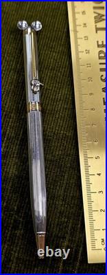 Vintage Colibri Disney Mickey Mouse Rollerball Pen Silver Gold Guilloché Rare