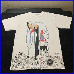 Vintage Disney Cruella de Vil 101 Dalmatians T-Shirt Mens XL All Over Print Usa