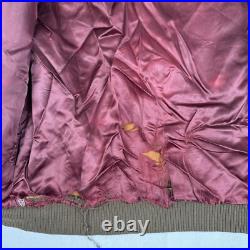 Vintage Disney Mickey Mouse Brown Leather Jacket Flight Bomber Made USA Size L