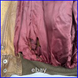 Vintage Disney Mickey Mouse Brown Leather Jacket Flight Bomber Made USA Size L