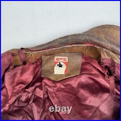 Vintage Disney Mickey Mouse Brown Leather Jacket Flight Bomber Made USA Size L
