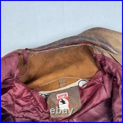 Vintage Disney Mickey Mouse Brown Leather Jacket Flight Bomber Made USA Size L