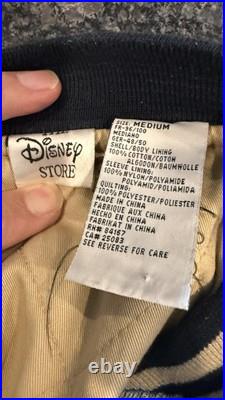 Vintage Disney Mickey Mouse Denim 1928 Bomber Varsity Jacket Disneyland Medium