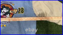 Vintage Disney Mickey Mouse Denim 1928 Bomber Varsity Jacket Disneyland Medium