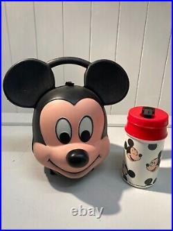 Vintage Disney Mickey Mouse Head Lunch Box with Thermos Flask Perfect Condition