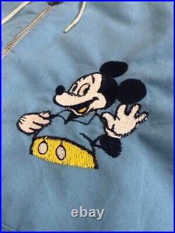 Vintage Disney Mickey Mouse Hooded Windbreaker 70s Light Blue Rare