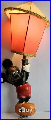 Vintage Disney Mickey Mouse Lamp Sconce Wall Light Original Shade 1950s/60s