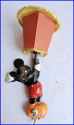 Vintage Disney Mickey Mouse Lamp Sconce Wall Light Original Shade 1950s/60s