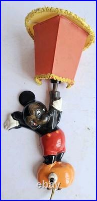 Vintage Disney Mickey Mouse Lamp Sconce Wall Light Original Shade 1950s/60s
