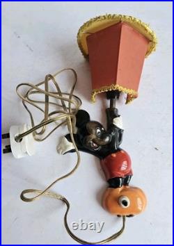 Vintage Disney Mickey Mouse Lamp Sconce Wall Light Original Shade 1950s/60s