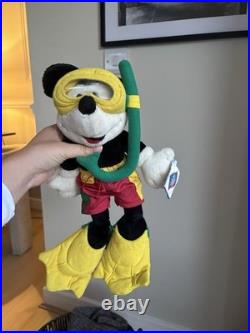 Vintage Disney Mickey Mouse Scuba Diver Plush Toy Tagged 90s Disney Store Rare