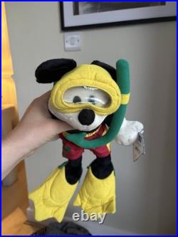 Vintage Disney Mickey Mouse Scuba Diver Plush Toy Tagged 90s Disney Store Rare