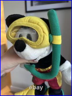 Vintage Disney Mickey Mouse Scuba Diver Plush Toy Tagged 90s Disney Store Rare