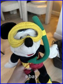 Vintage Disney Mickey Mouse Scuba Diver Plush Toy Tagged 90s Disney Store Rare